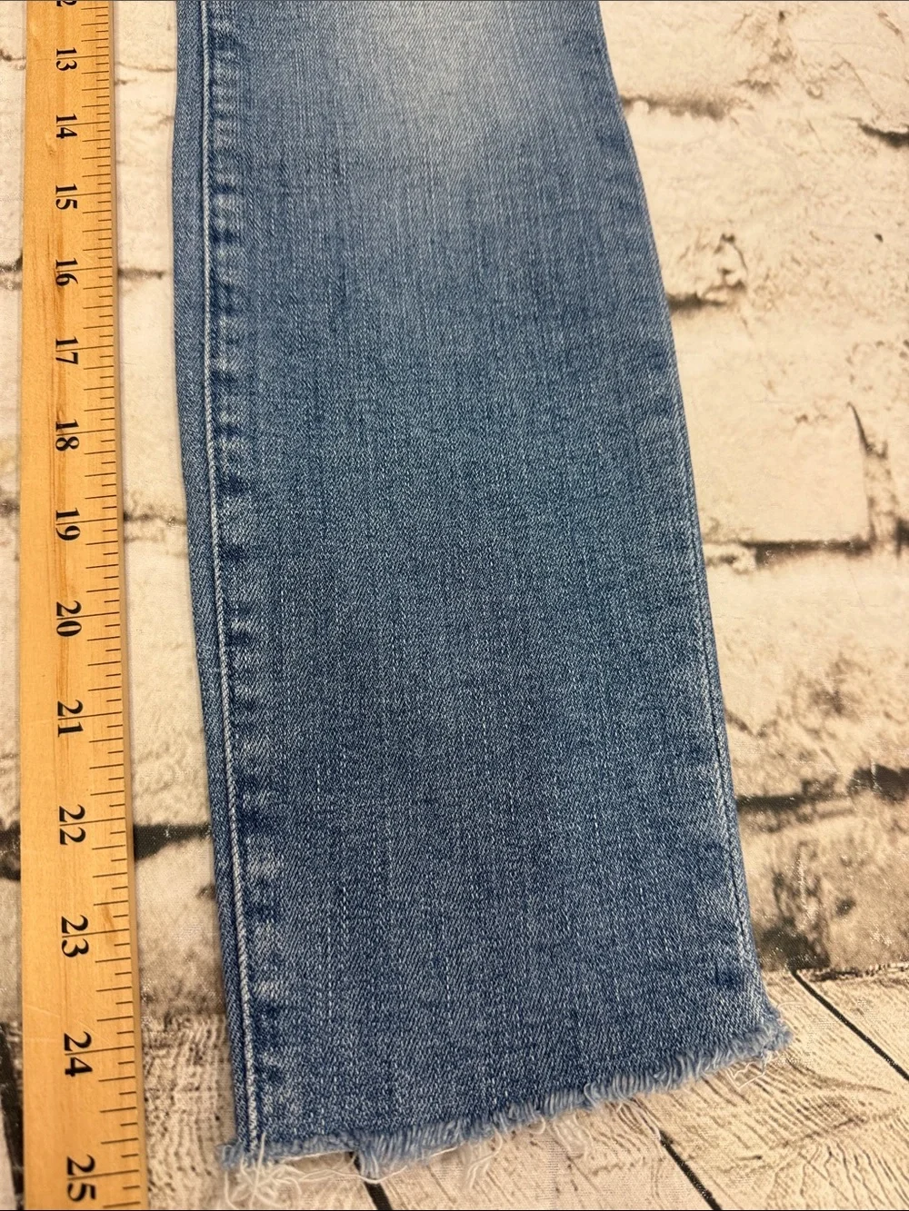 MOTHER The Stunner Zip Ankle Step Fray Jeans in Camp Expert Size 24